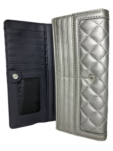 Бумажник кожаный серебристый