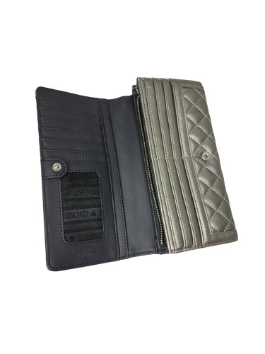 Бумажник кожаный серебристый