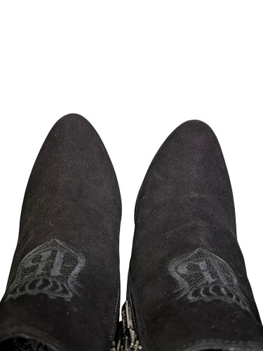 Полусапоги женские замшевые чёрные