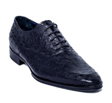 Ботинки мужские чёрные из кожи страуса