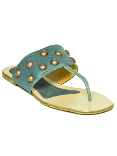 Сандалии женские кожаные голубые