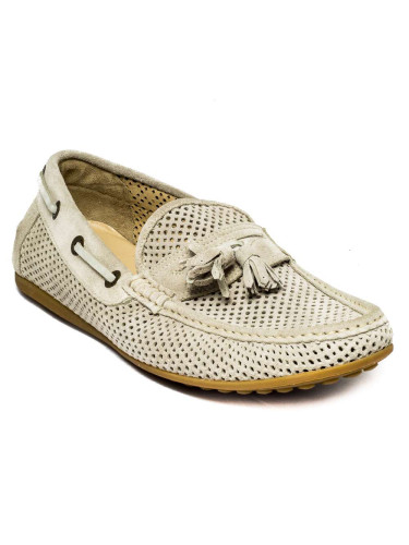 Мокасины мужские бежевые замшевые