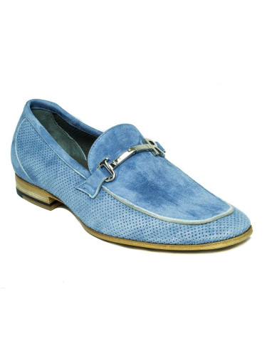 Мокасины мужские кожаные голубые