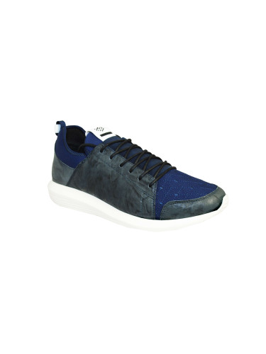 Кроссовки мужские  кожаные синие