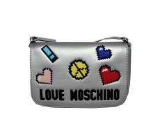 Серебристая сумочка через плечо Love Moschino Love Pixel