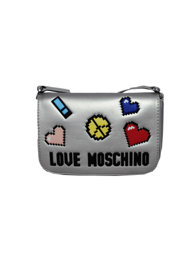 Серебристая сумочка через плечо Love Moschino Love Pixel Серебристая сумочка через плечо Love Moschino Love Pixel