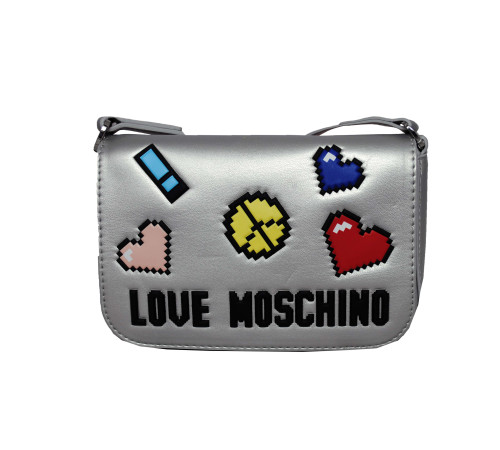 Серебристая сумочка через плечо Love Moschino Love Pixel Серебристая сумочка через плечо Love Moschino Love Pixel