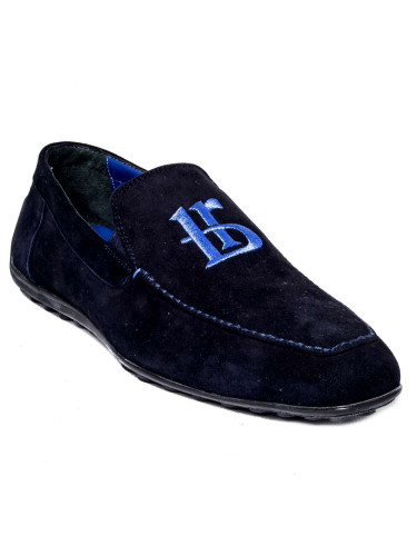 Мокасины мужские тёмно-синие замшевые