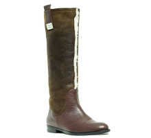 Сапоги женские кожаные коричневые с мехом