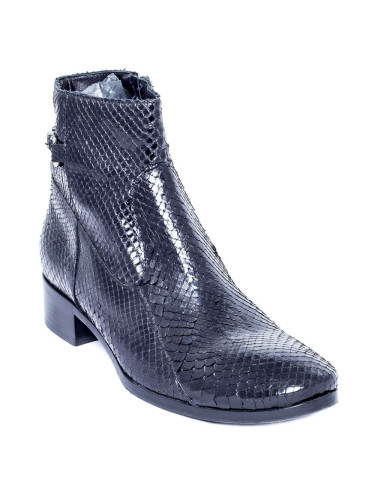 Полусапоги женские чёрные из кожи питона