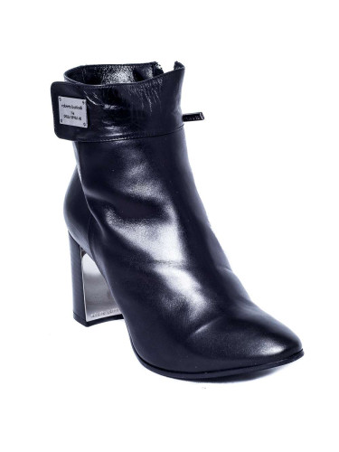 Полусапоги женские кожаные чёрные на меху