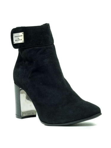 Полусапоги женские замшевые чёрные на меху