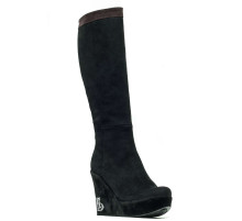 Сапоги женские замшевые чёрные