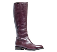 Сапоги женские кожаные бордовые