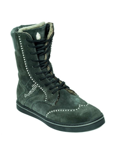 Полусапоги женские замшевые серые